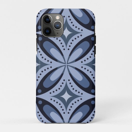 Coques Case-Mate iPhone Motif géométrique bleu de style rétro (Dos)