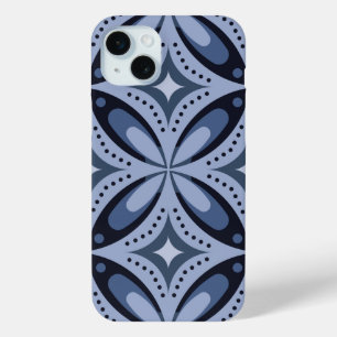 Coque iPhone 15 Mini Motif géométrique bleu de style rétro