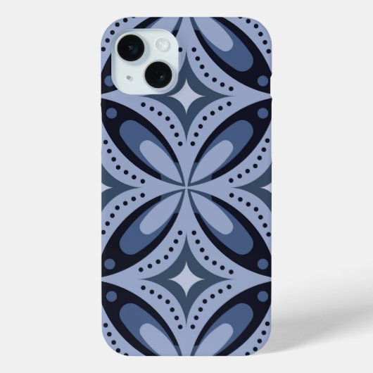 Coques Case-Mate iPhone Motif géométrique bleu de style rétro (Verso)
