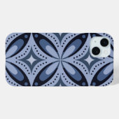 Coques Case-Mate iPhone Motif géométrique bleu de style rétro (Verso (horizontal))