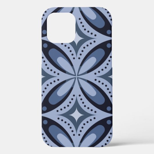 Coques Case-Mate iPhone Motif géométrique bleu de style rétro (Verso)