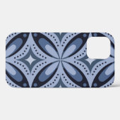 Coques Case-Mate iPhone Motif géométrique bleu de style rétro (Verso (horizontal))