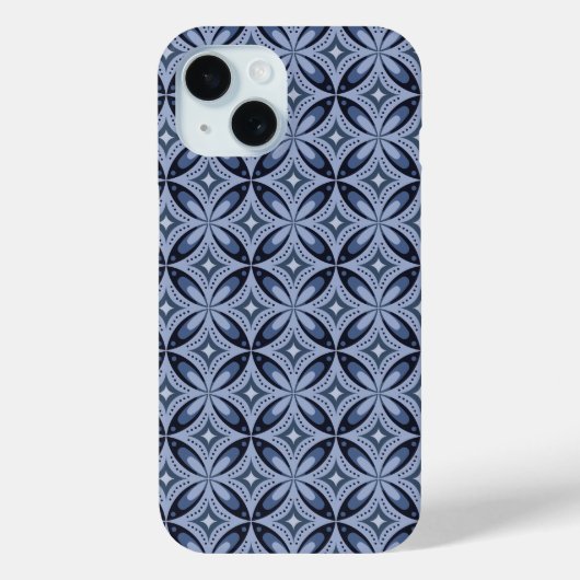 Coques Case-Mate iPhone Motif géométrique bleu de style rétro (Verso)
