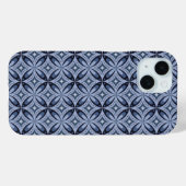 Coques Case-Mate iPhone Motif géométrique bleu de style rétro (Verso (horizontal))