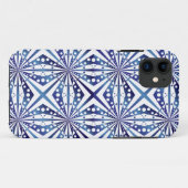 Coques Case-Mate iPhone Motif géométrique bleu et blanc (Dos (Horizontal))