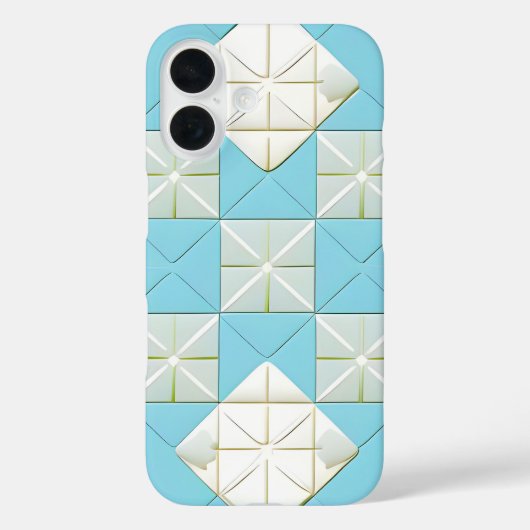 Coques Case-Mate iPhone Motif géométrique bleu et blanc (Verso)