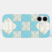 Coques Case-Mate iPhone Motif géométrique bleu et blanc (Verso (horizontal))