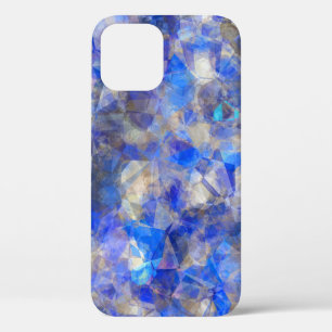 Coque iPhone 12 Motif géométrique bleu Verre simulé