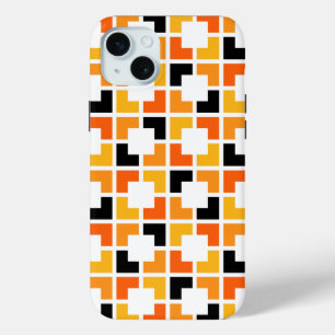 Coque iPhone 15 Mini Motif géométrique Carré orange jaune
