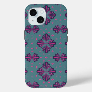 Coque Pour iPhone 15 Motif Géométrique Coloré dans un Style Rétro Class