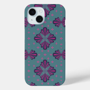 Coque Pour iPhone 15 Motif Géométrique Coloré dans un Style Rétro Class