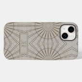 Coques Case-Mate iPhone Motif géométrique de monogramme moderne Brun (Verso (horizontal))