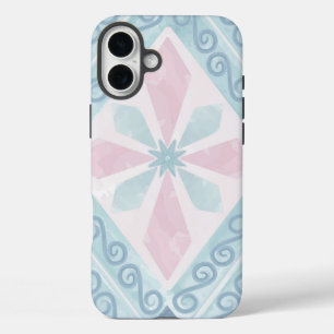 Coques iPhone 16 Plus Motif Géométrique Diamant Bleu