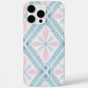 Coques iPhone 16 Pro Max Motif Géométrique Diamant Bleu