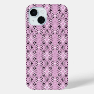Coque Pour iPhone 15 Motif géométrique diamants roses rétro
