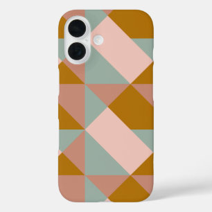 Coques iPhone 16 Motif géométrique en couleur Earthy Pastel