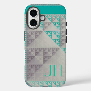 Coques iPhone 16 Motif géométrique et monogramme personnalisé