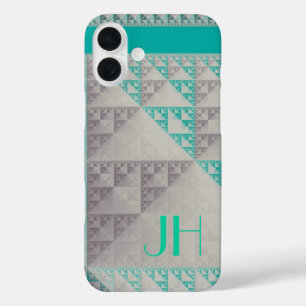 Coques iPhone 16 Plus Motif géométrique et monogramme personnalisé