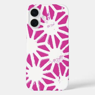Coques iPhone 16 Motif géométrique Fuchsia