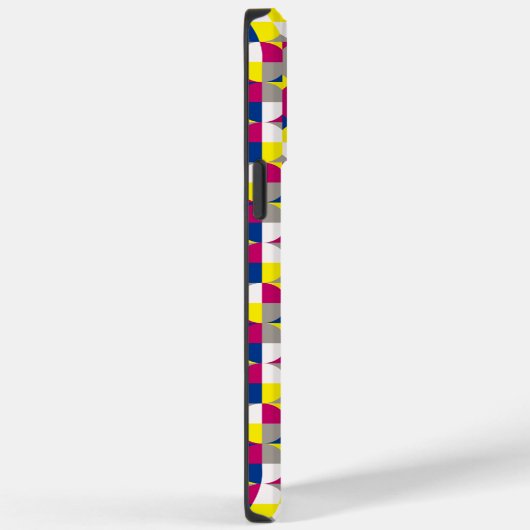 Coques Case-Mate iPhone Motif géométrique fuchsia citron jaune bleu nom (Verso / Droite)