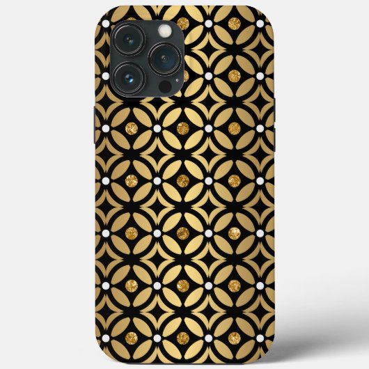 Coques Case-Mate iPhone Motif géométrique Gold et Black (Verso)