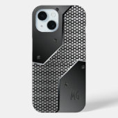 Coques Case-Mate iPhone Motif géométrique gris foncé. (Verso)