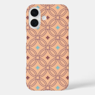Coques iPhone 16 Motif géométrique interversible rose et bleu rétro