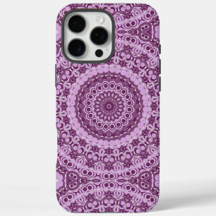 Coques iPhone 16 Pro Max Motif géométrique mandala violet et lavande