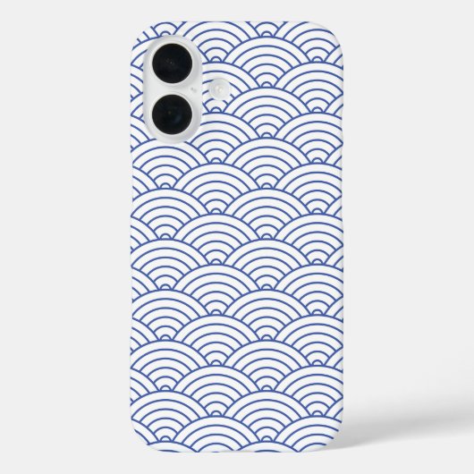 Coques Case-Mate iPhone Motif géométrique moderne Blue Japanese Wave (Verso)
