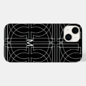 Coques Case-Mate iPhone Motif géométrique moderne noir blanc Monogramme (Verso (horizontal))