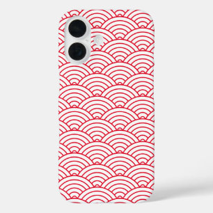 Coques iPhone 16 Motif géométrique moderne rouge japonais vague