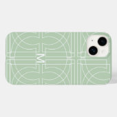 Coques Case-Mate iPhone Motif géométrique moderne Sage vert Monogramme (Verso (horizontal))