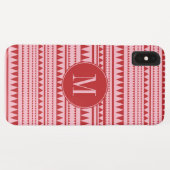 Coques Case-Mate iPhone Motif géométrique Monogramme rouge et rose (Dos (Horizontal))