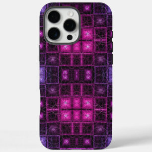 Coques iPhone 16 Pro Max Motif Géométrique Néon Violet Rose Cubes