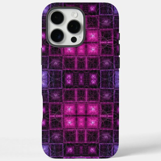 Coques Case-Mate iPhone Motif Géométrique Néon Violet Rose Cubes (Verso)