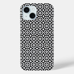 Coque Pour iPhone 15 Motif géométrique noir et blanc