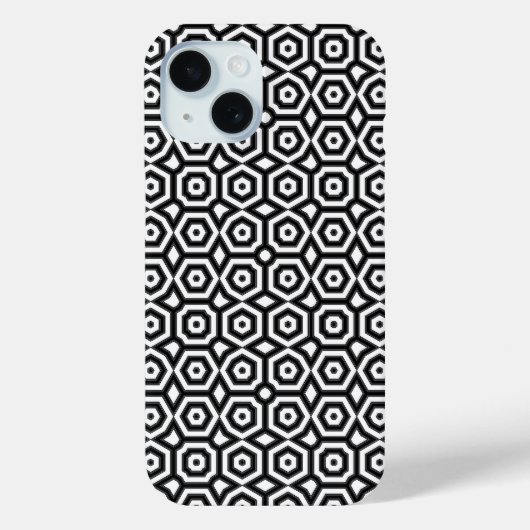 Coques Case-Mate iPhone Motif géométrique noir et blanc (Verso)