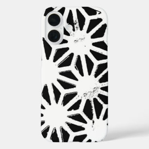 Coques iPhone 16 Motif géométrique noir et blanc