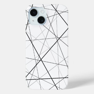 Coque Pour iPhone 15 Motif géométrique noir et blanc