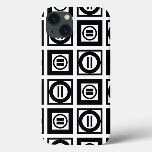 Coques Case-Mate iPhone Motif géométrique noir et blanc de signe d'égalité (Verso)