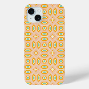 Coque iPhone 15 Mini Motif géométrique rétro avec hexagones et étoiles