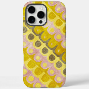 Coques iPhone 16 Pro Max Motif géométrique rétro en jaune et rose
