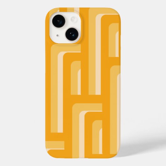 Coques Case-Mate iPhone Motif géométrique rétro-jaune (Verso)