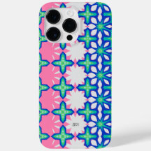 Motif géométrique rose et bleu gras avec nom