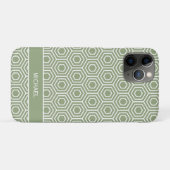 Coques Case-Mate iPhone Motif géométrique Sage Green Hexagon Honeycomb (Dos (Horizontal))