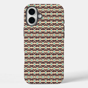 Coques iPhone 16 Plus Motif géométrique sans couture en feuille brun fon