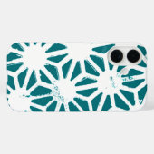 Coques Case-Mate iPhone motif géométrique turquoise et blanc (Verso (horizontal))