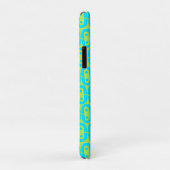 Coques Case-Mate iPhone Motif géométrique turquoise et vert lime (Dos/Droite)