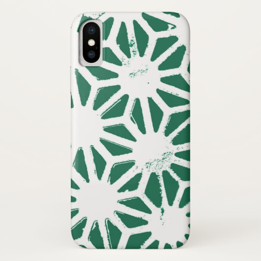 Coques Case-Mate iPhone Motif géométrique vert et blanc (Dos)