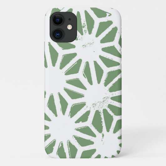 Coques Case-Mate iPhone Motif géométrique vert et blanc olive (Dos)